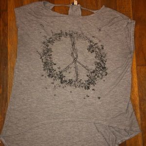 Grey Flowy Peace Sign Tank Top